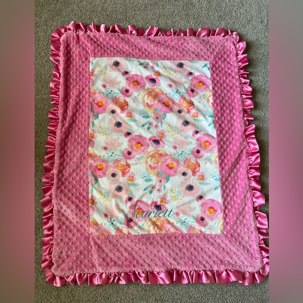 Personalized “Scarlett”  Floral Baby Blanket